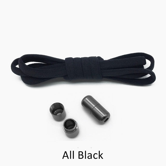 1Pair Quick Lazy Laces Round Elastic No tie Shoe Laces For Kids and Adult Sneakers Shoelace