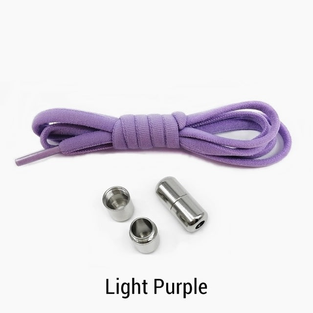 1Pair Quick Lazy Laces Round Elastic No tie Shoe Laces For Kids and Adult Sneakers Shoelace