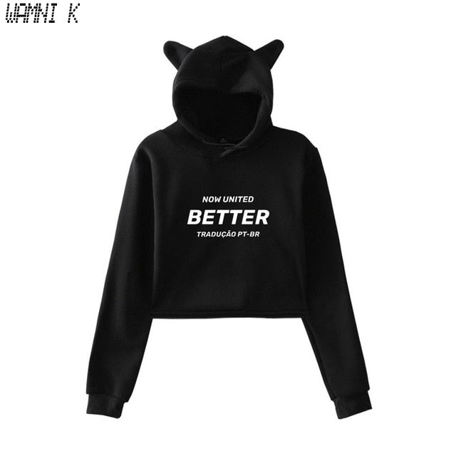 WAMNI 2020 Now United - Better Album Cat Hoodie Women Better Now United Lyrics  Pullover Girl Kawaii Harajuku Tracksui