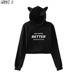 WAMNI 2020 Now United - Better Album Cat Hoodie Women Better Now United Lyrics  Pullover Girl Kawaii Harajuku Tracksui
