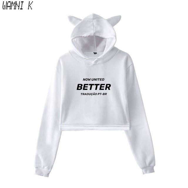 WAMNI 2020 Now United - Better Album Cat Hoodie Women Better Now United Lyrics  Pullover Girl Kawaii Harajuku Tracksui