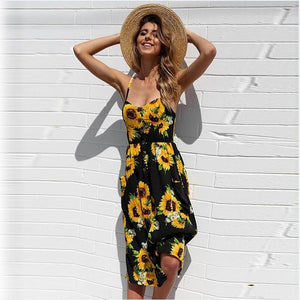 Vintage Casual Sundress Female Beach Dress Midi Button Backless Polka Dot Striped Women Dress Summer 2020 Boho Sexy Floral Dress
