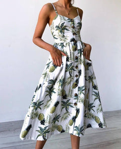 Vintage Casual Sundress Female Beach Dress Midi Button Backless Polka Dot Striped Women Dress Summer 2020 Boho Sexy Floral Dress
