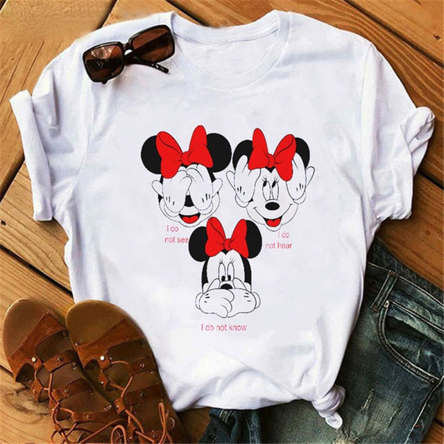 Harajuku Mouse Cartoon Printing T Shirts Women Mickey Graphic Tshirt Summer Short Sleeve Cute Shirt Vogue Tops Female T-Shirts