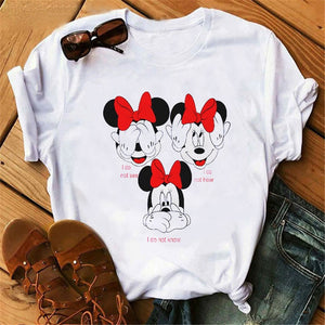 Harajuku Mouse Cartoon Printing T Shirts Women Mickey Graphic Tshirt Summer Short Sleeve Cute Shirt Vogue Tops Female T-Shirts