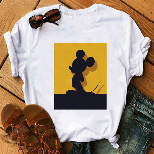 Harajuku Mouse Cartoon Printing T Shirts Women Mickey Graphic Tshirt Summer Short Sleeve Cute Shirt Vogue Tops Female T-Shirts