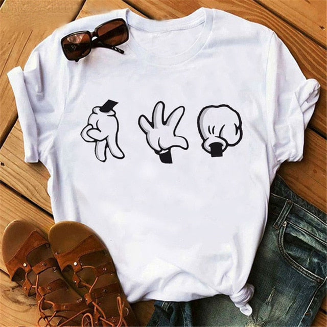 Harajuku Mouse Cartoon Printing T Shirts Women Mickey Graphic Tshirt Summer Short Sleeve Cute Shirt Vogue Tops Female T-Shirts