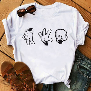 Harajuku Mouse Cartoon Printing T Shirts Women Mickey Graphic Tshirt Summer Short Sleeve Cute Shirt Vogue Tops Female T-Shirts