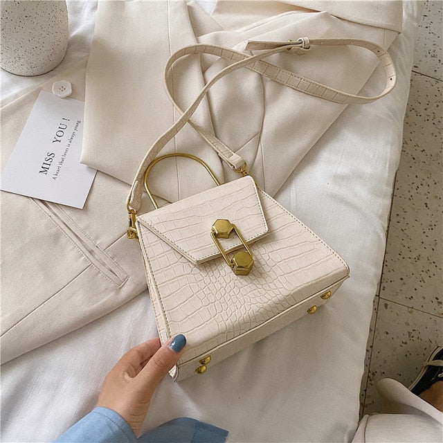 Iron Handle Design Crocodile Pattern MINI PU Leather Crossbody Bags For Women 2020 Shoulder Handbags Female Travel Chain Bag