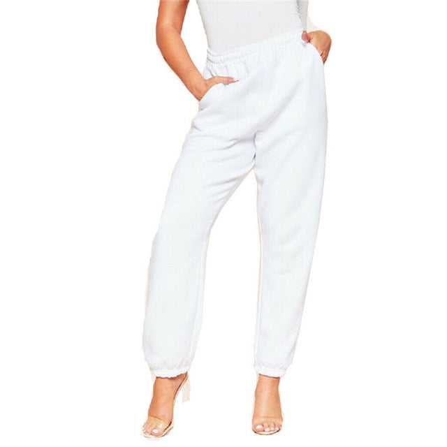 2020 Solid Color Women Harem Pants Casual High Waist Sweatpants Baggy Long Trousers Joggers Sport