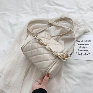 Solid Color PU Leather Bucket Bags For Women 2020 Fashion Chain Shoulder Crossbody Bag Female Handbags and Purse