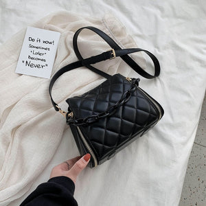 Solid Color PU Leather Bucket Bags For Women 2020 Fashion Chain Shoulder Crossbody Bag Female Handbags and Purse
