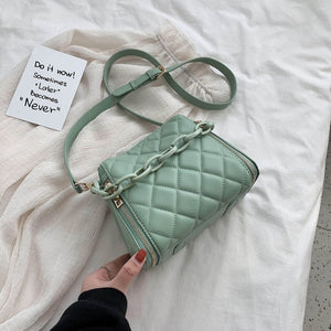 Solid Color PU Leather Bucket Bags For Women 2020 Fashion Chain Shoulder Crossbody Bag Female Handbags and Purse