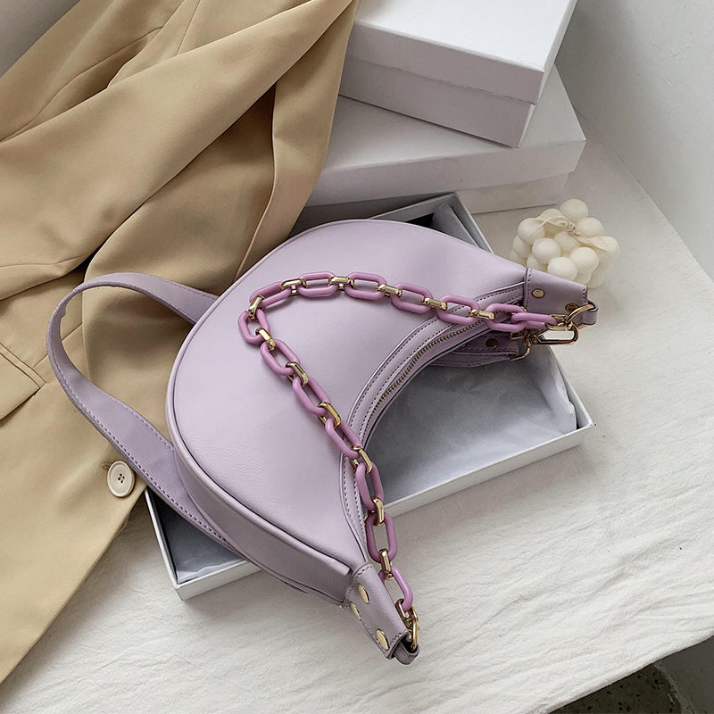 Solid Color PU Leather Shoulder Crossbody Bags For Women 2020 Small Cross Body Bag Travel Chain Handbags and Purses