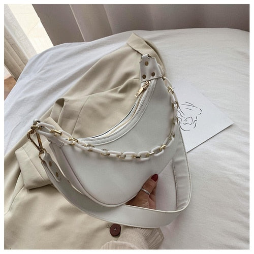 Solid Color PU Leather Shoulder Crossbody Bags For Women 2020 Small Cross Body Bag Travel Chain Handbags and Purses