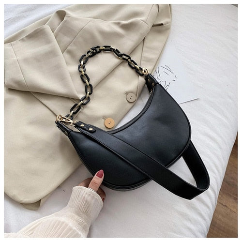 Solid Color PU Leather Shoulder Crossbody Bags For Women 2020 Small Cross Body Bag Travel Chain Handbags and Purses