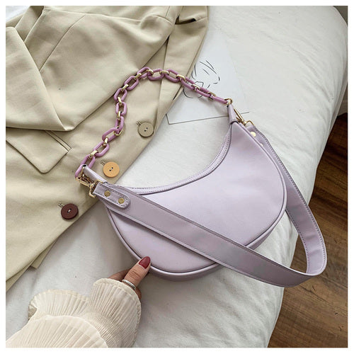 Solid Color PU Leather Shoulder Crossbody Bags For Women 2020 Small Cross Body Bag Travel Chain Handbags and Purses