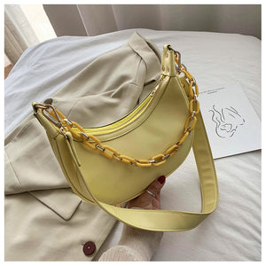 Solid Color PU Leather Shoulder Crossbody Bags For Women 2020 Small Cross Body Bag Travel Chain Handbags and Purses