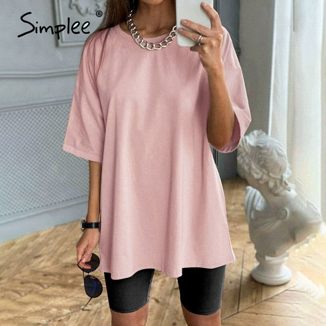 Simplee Casual solid outfits women's two piece suit with belt Home loose sports tracksuits fashion leisure bicycle suit summer