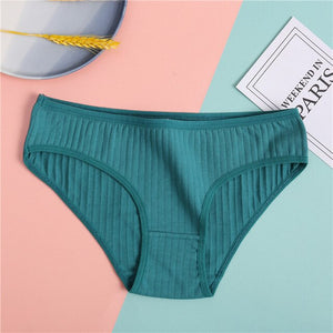 FINETOO Women's Underpants Soft Cotton Panties Girls Solid Color Briefs Striped Panty Sexy Lingerie Female Underwear M-XL Panty