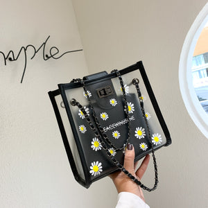 Women's Daisy Shoulder Bag Women's New Fashion All-match Transparent Jelly Chain Bag