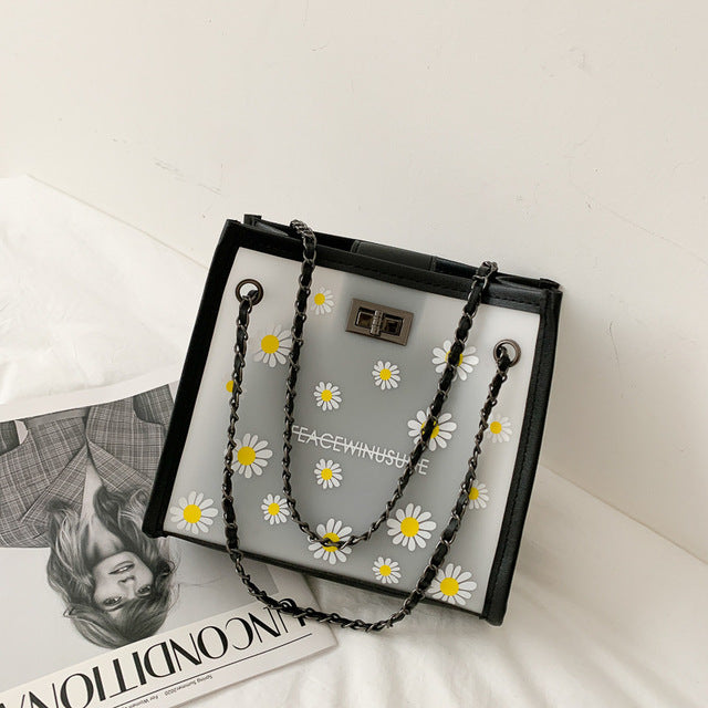 Women's Daisy Shoulder Bag Women's New Fashion All-match Transparent Jelly Chain Bag