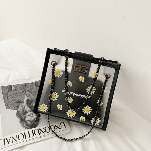Women's Daisy Shoulder Bag Women's New Fashion All-match Transparent Jelly Chain Bag