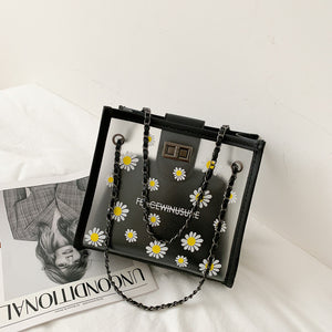 Women's Daisy Shoulder Bag Women's New Fashion All-match Transparent Jelly Chain Bag
