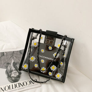 Women's Daisy Shoulder Bag Women's New Fashion All-match Transparent Jelly Chain Bag