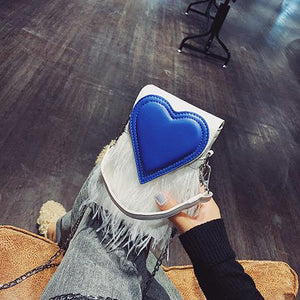 New design fashion feathers heart pu leather Party Casual female totes ladies handbag chain shoulder bag phone purse flap